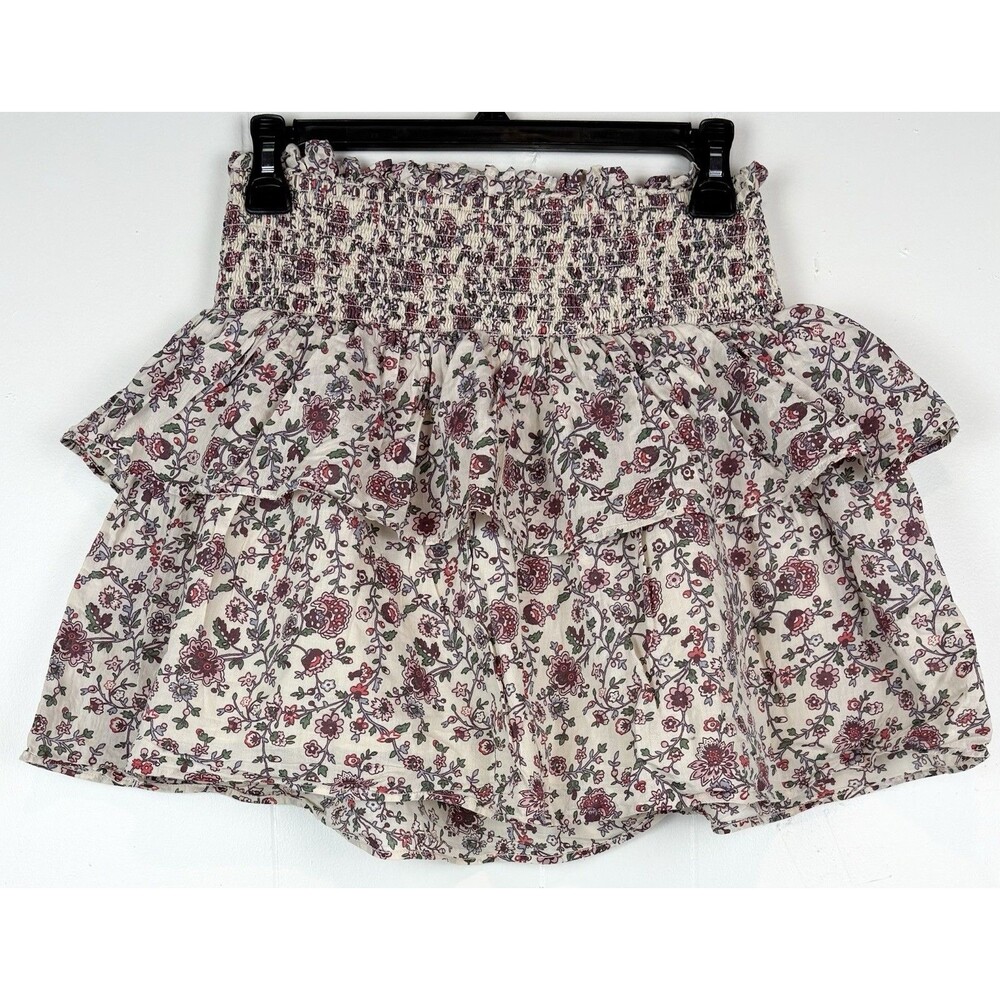Petite Mendigote Skirt MED Tiered Boho Bohemian Floral Short Breezy Flowy Beachy